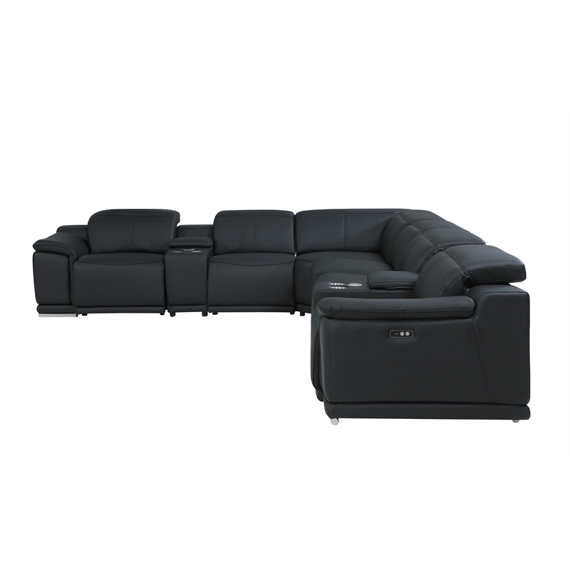 Titan Furnishings 8-Piece 1 Console 3-Power Reclining Italian Leather Sectional