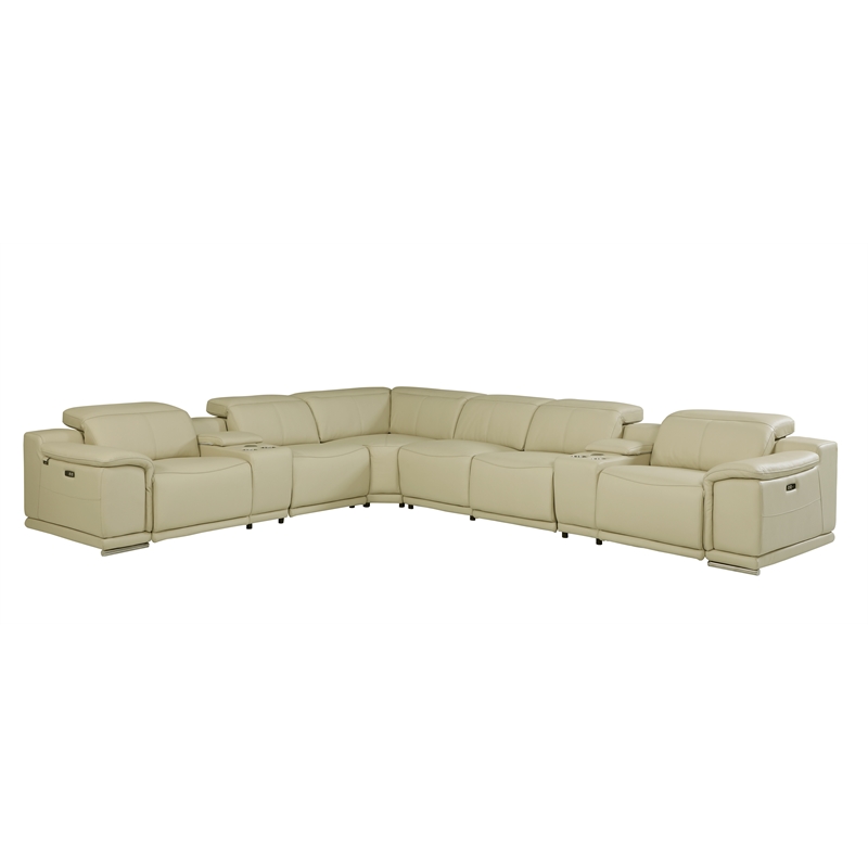 Titan Furnishings 8-Piece 1 Console 3-Power Reclining Italian Leather Sectional