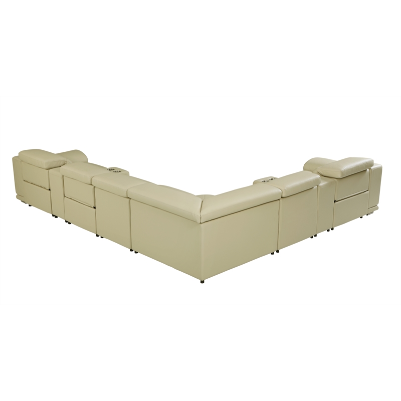 Titan Furnishings 8-Piece 1 Console 3-Power Reclining Italian Leather Sectional