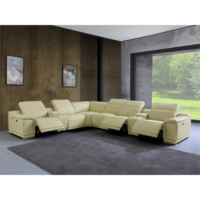 Titan Furnishings 8-Piece 1 Console 3-Power Reclining Italian Leather Sectional