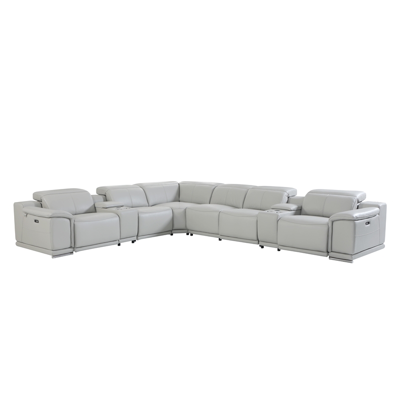 Titan Furnishings 8-Piece 1 Console 3-Power Reclining Italian Leather Sectional