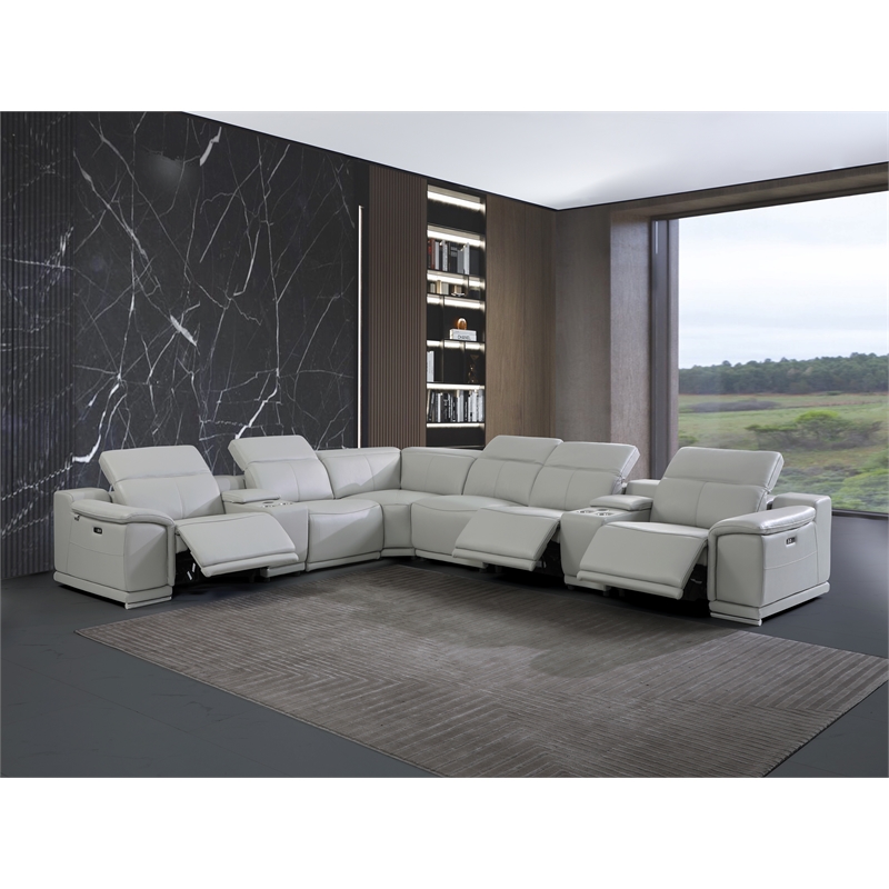 Titan Furnishings 8-Piece 1 Console 3-Power Reclining Italian Leather Sectional