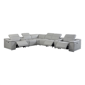 Titan Furnishings 8-Piece 1 Console 3-Power Reclining Italian Leather Sectional