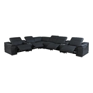 titan 8pc console/4-power recline italian leather sectional
