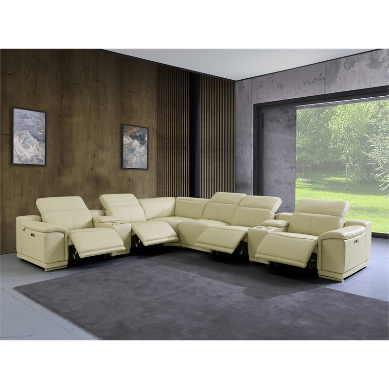 Titan Furnishings 8-Piece 1 Console 4-Power Reclining Italian Leather Sectional