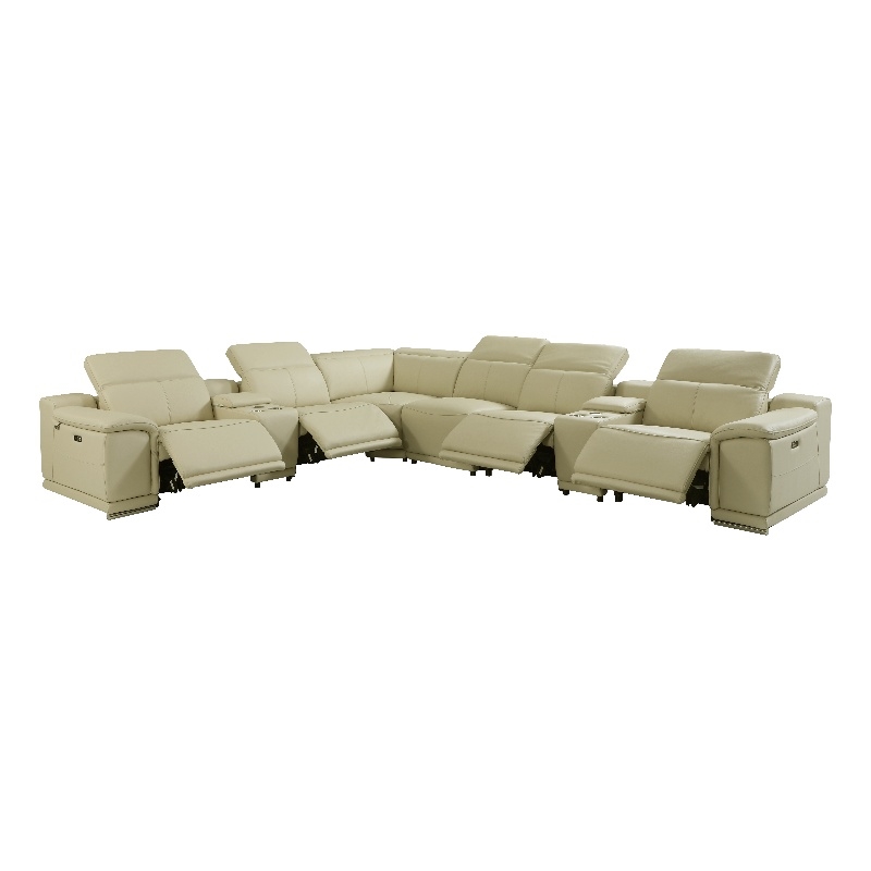 Titan Furnishings 8-Piece 1 Console 4-Power Reclining Italian Leather Sectional