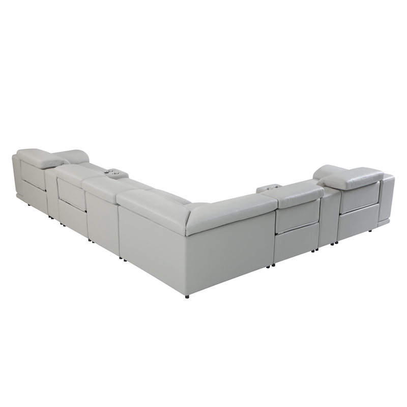 Titan Furnishings 8-Piece 1 Console 4-Power Reclining Italian Leather Sectional