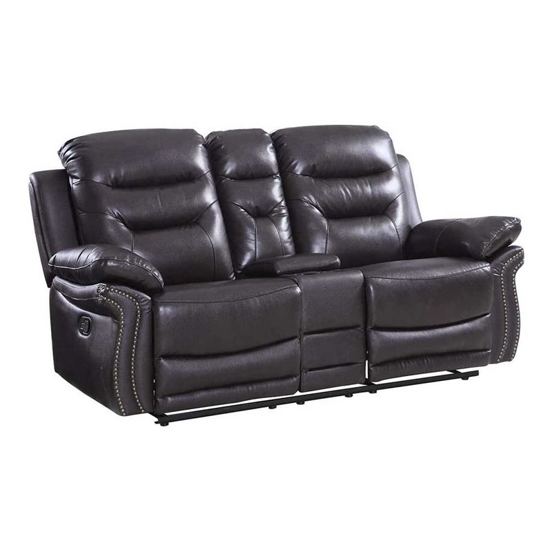 Titan Furnishings Modern Contemporary Leather Console Loveseat in Brown