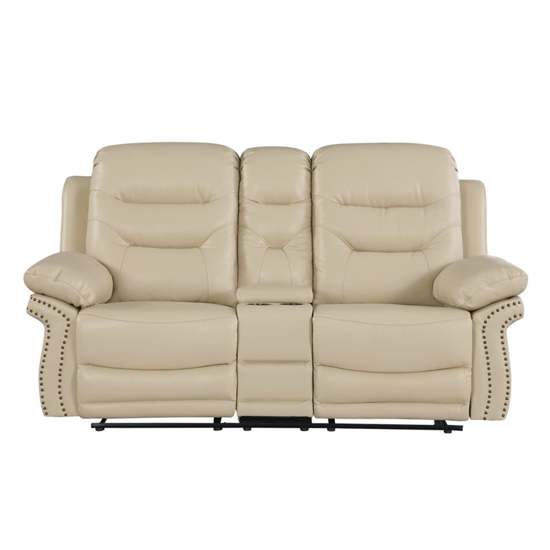 Titan Furnishings Modern Contemporary Leather Console Loveseat in Beige