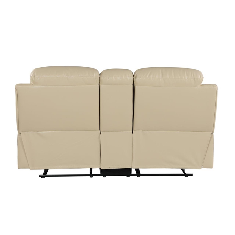 Titan Furnishings Modern Contemporary Leather Console Loveseat in Beige
