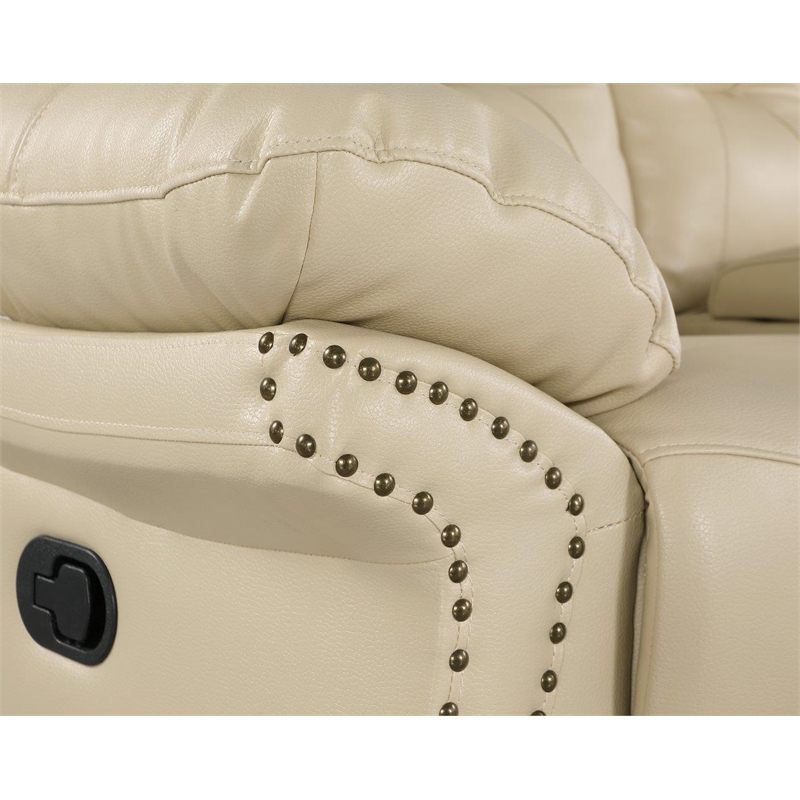 Titan Furnishings Modern Contemporary Leather Console Loveseat in Beige