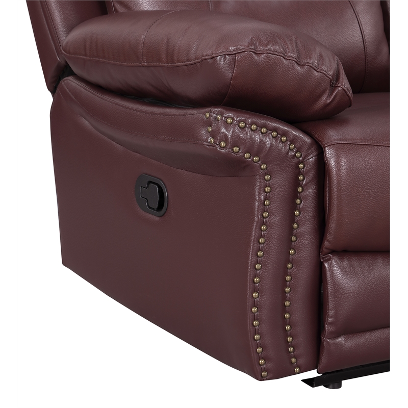 Titan Furnishings 2-Piece Leather Sofa with Console Loveseat in Burgundy Red