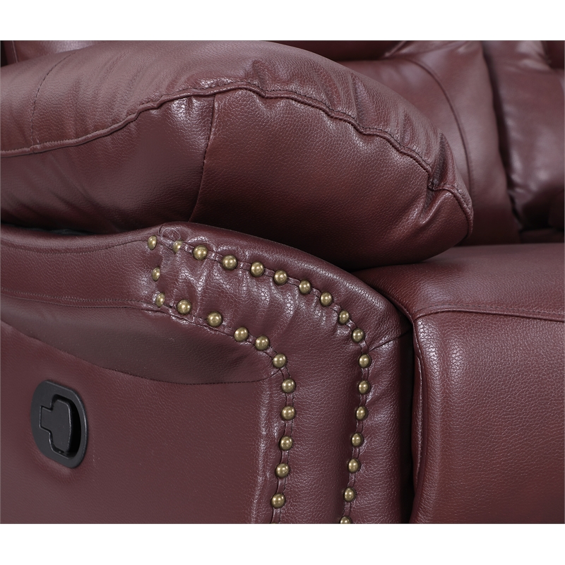 Titan Furnishings 2-Piece Leather Sofa with Console Loveseat in Burgundy Red