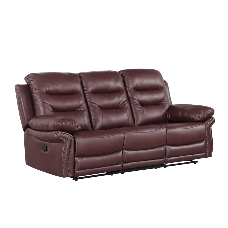 Titan Furnishings 2-Piece Leather Sofa with Console Loveseat in Burgundy Red