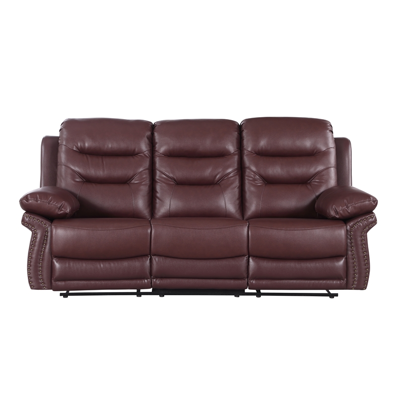 Titan Furnishings 2-Piece Leather Sofa with Console Loveseat in Burgundy Red