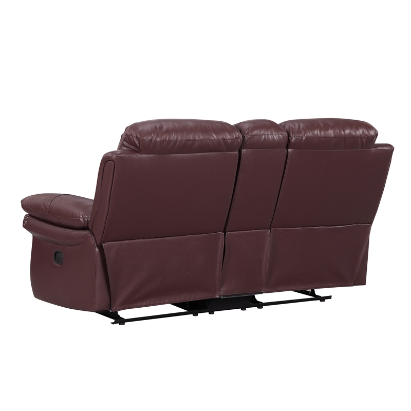 Titan Furnishings 2-Piece Leather Sofa with Console Loveseat in Burgundy Red