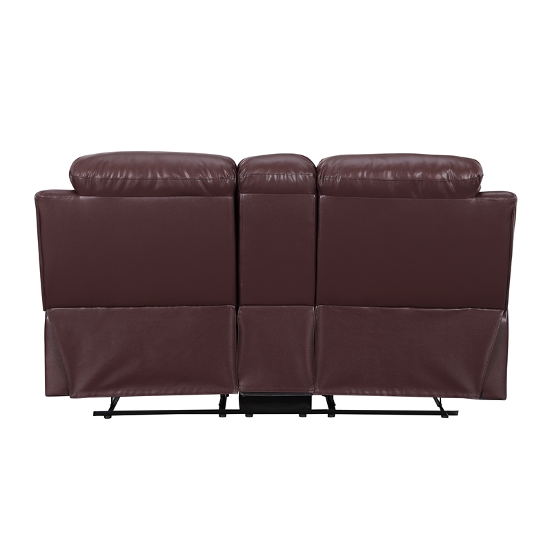 Titan Furnishings 2-Piece Leather Sofa with Console Loveseat in Burgundy Red