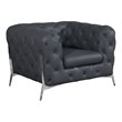 Titan Furnishings Modern Genuine Italian Leather Upholstered Chair in Dark Gray