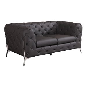Titan Furnishings Modern Genuine Italian Leather Upholstered Loveseat in Brown