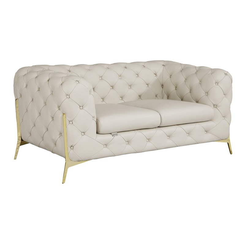Titan Furnishings Modern Genuine Italian Leather Upholstered Loveseat in Beige