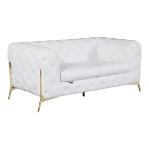 Titan Furnishings Modern Genuine Italian Leather Upholstered Loveseat in White