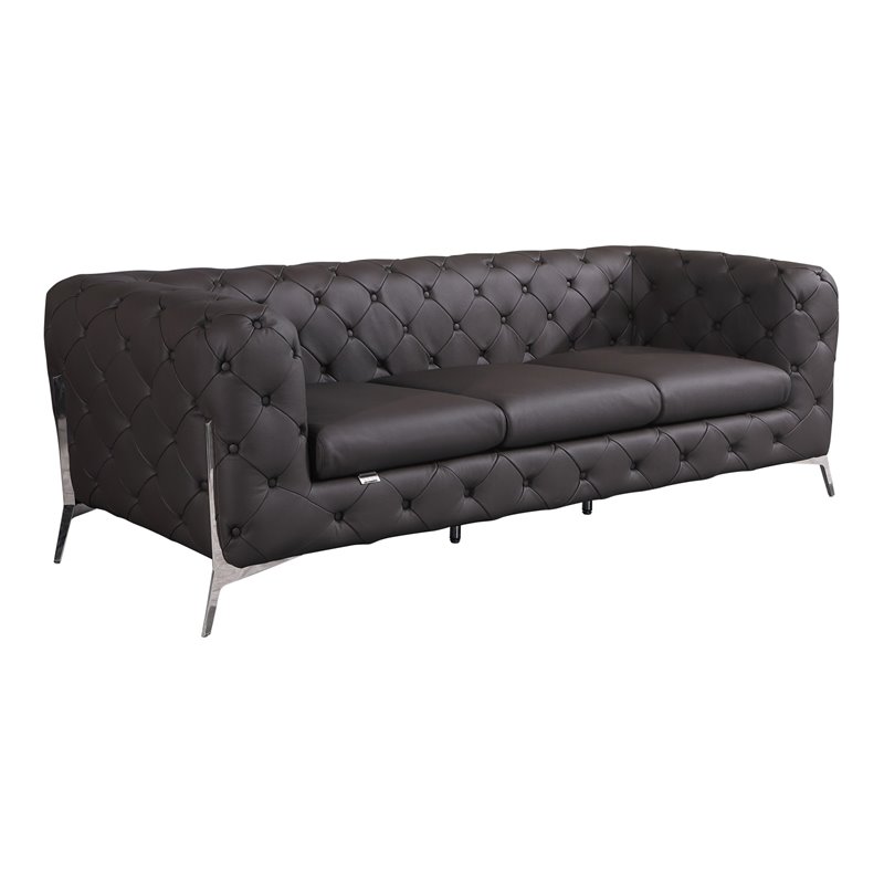 Titan Furnishings Modern Genuine Italian Leather Upholstered Sofa in Brown