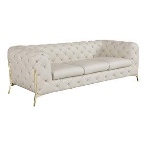 Titan Furnishings Modern Genuine Italian Leather Upholstered Sofa in Beige/Cream