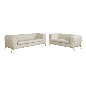 Titan Furnishings 2-Piece Genuine Italian Leather Sofa & Loveseat in Beige