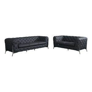 Titan Furnishings 2-Piece Genuine Italian Leather Sofa & Loveseat in Dark Gray