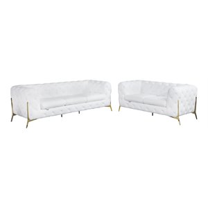 Titan Furnishings 2-Piece Genuine Italian Leather Sofa & Loveseat in White