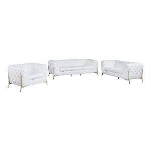 Titan Furnishings 3-Piece Genuine Italian Leather Upholstered Sofa Set in White