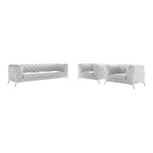 Titan Furnishings 3-Piece Genuine Italian Leather Sofa & 2 Chairs Set in White