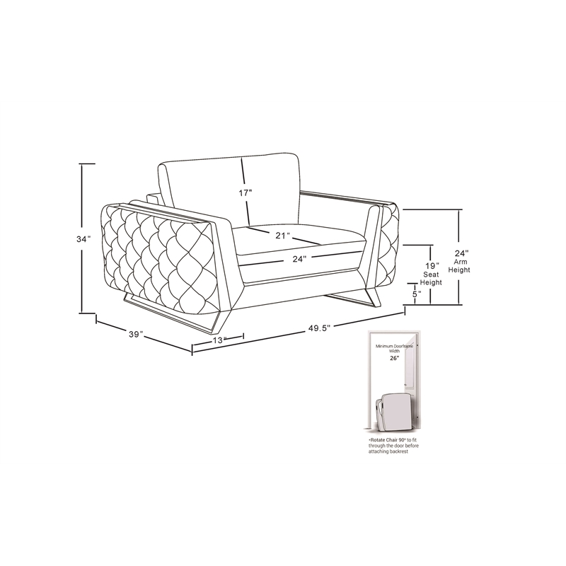 Titan Furnishings Modern Genuine Italian Leather Upholstered Sofa Set