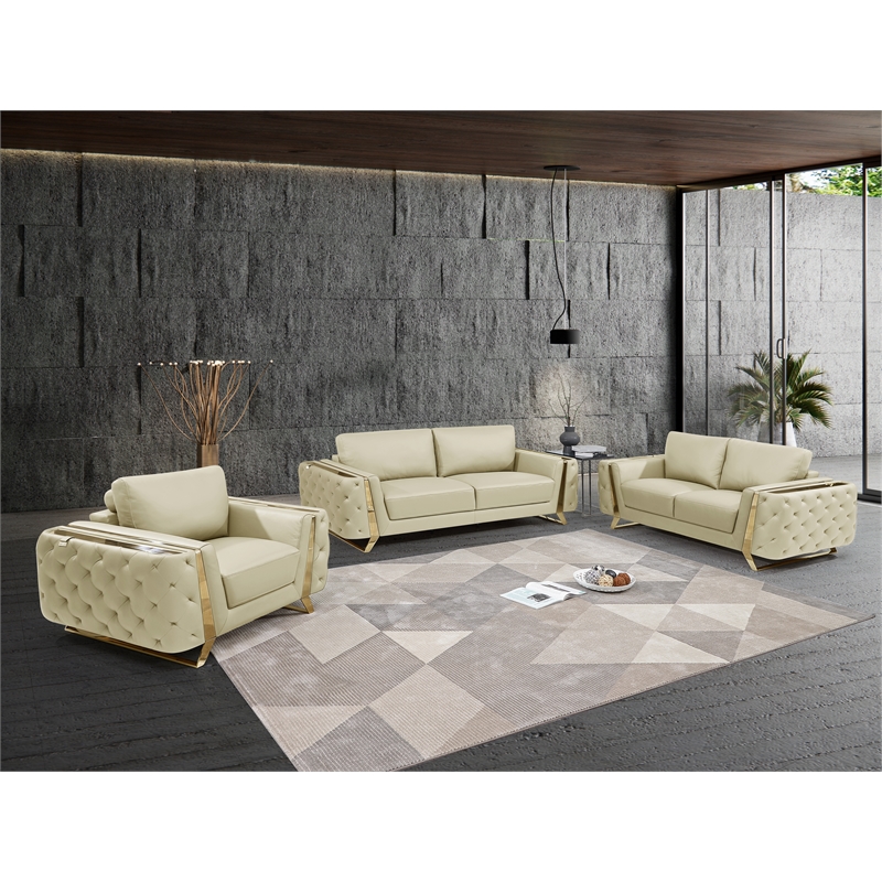 Titan Furnishings Modern Genuine Italian Leather Upholstered Sofa Set