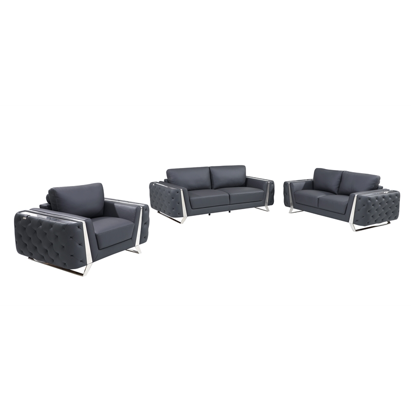 Titan Furnishings Modern Genuine Italian Leather Upholstered Sofa Set