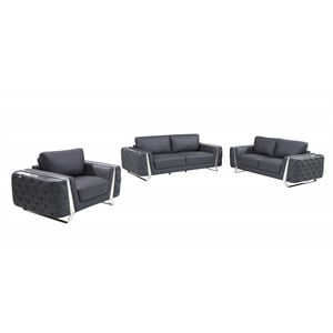 Titan Furnishings Modern Genuine Italian Leather Upholstered Sofa Set