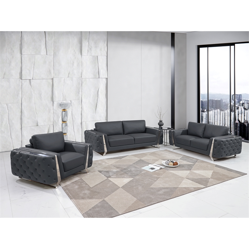 Titan Furnishings Modern Genuine Italian Leather Upholstered Sofa Set