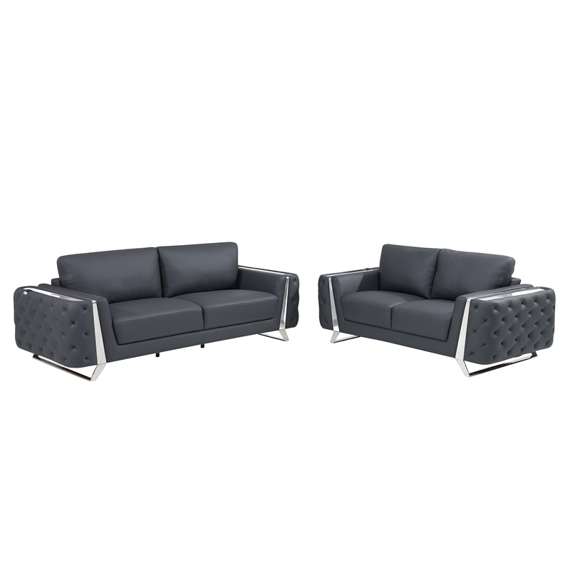 Titan Furnishings Modern Genuine Italian Leather Upholstered Sofa and Loveseat