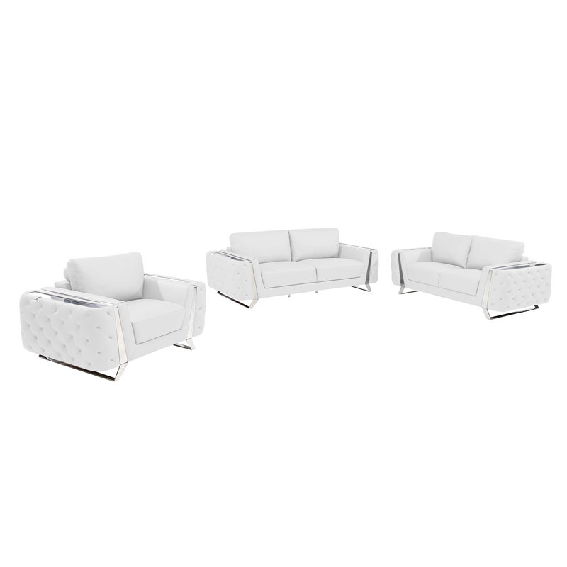 Titan Furnishings Modern Genuine Italian Leather Upholstered Sofa Set