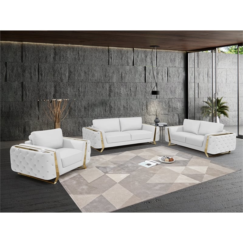 Titan Furnishings Modern Genuine Italian Leather Upholstered Sofa Set