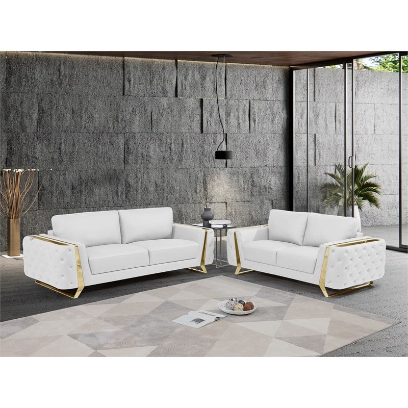 Titan Furnishings Modern Genuine Italian Leather Upholstered Sofa Set