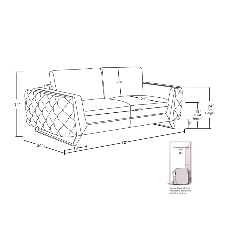 Titan Furnishings Modern Italian Fabric Sofa Set