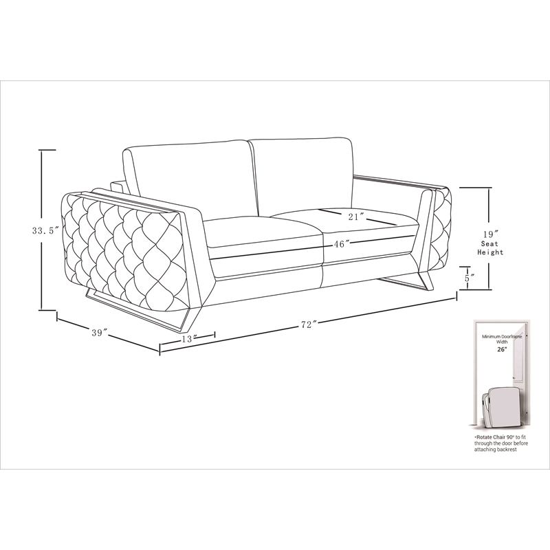 Titan Furnishings Modern Italian Fabric Sofa Set