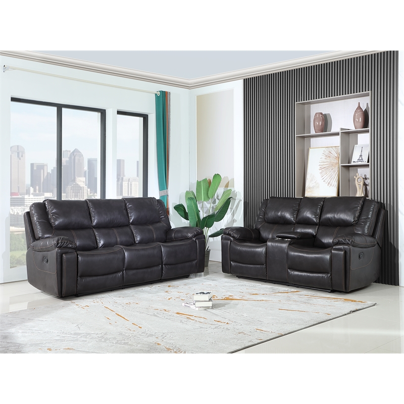 Titan Furnishings 2-Piece Leather Air Sofa with Console Loveseat