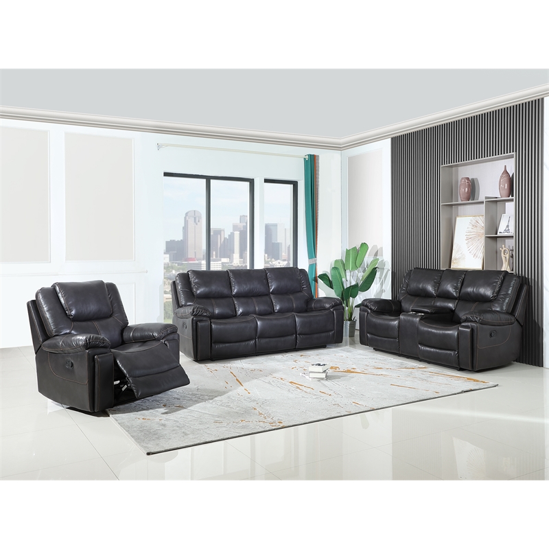 Titan Furnishings 3-Piece Leather Air Sofa Set with Console Loveseat
