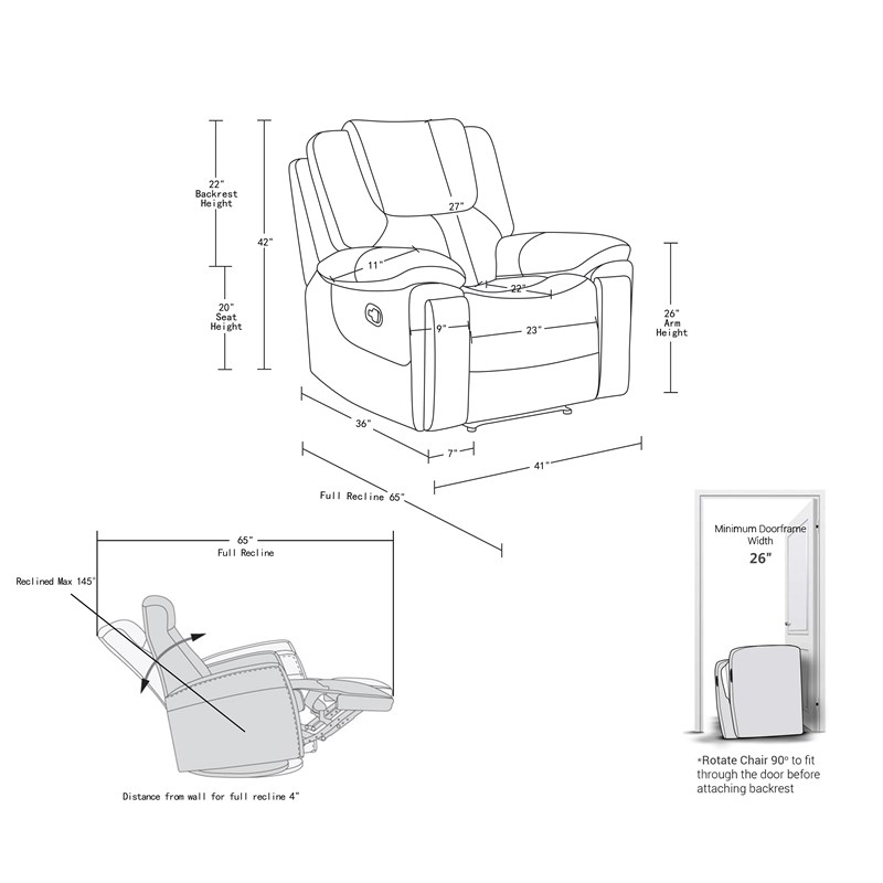 Titan Furnishings Transitional Leather Air Upholstered Reclining Chair