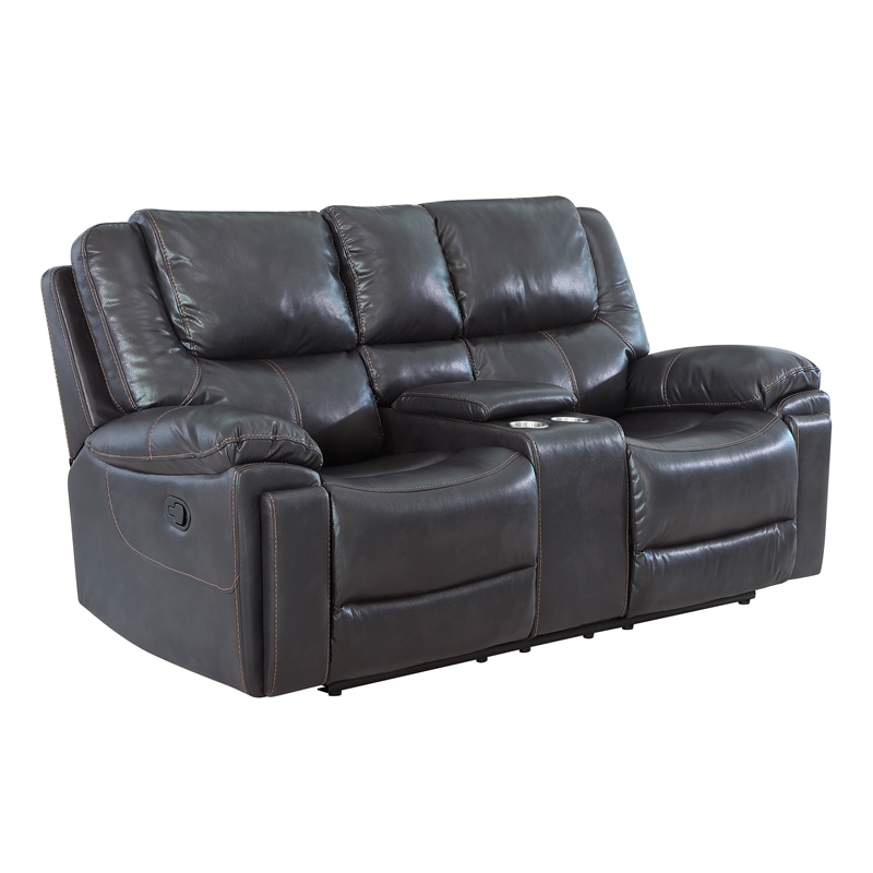 Titan Furnishings Transitional Leather Air Console Loveseat