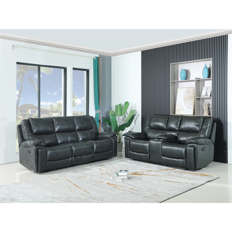 Titan Furnishings 2-Piece Leather Air Sofa with Console Loveseat