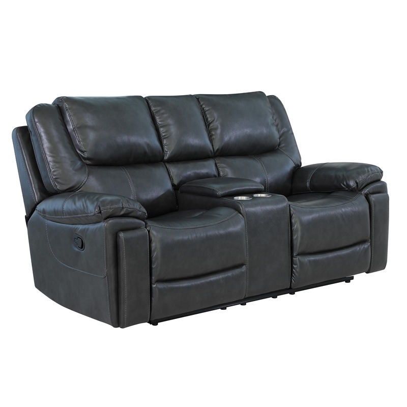 Titan Furnishings 2-Piece Leather Air Sofa with Console Loveseat
