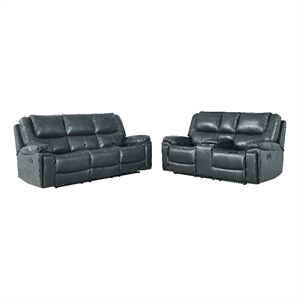 Titan Furnishings 2-Piece Leather Air Sofa with Console Loveseat